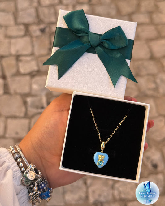 Colar Fall in Love🧸🩵em azul