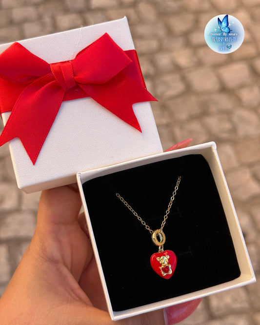 Colar Fall in Love🧸❤️em vermelho