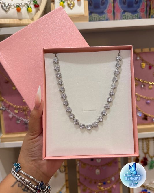 Colar Coração de Cristal em prateado💎