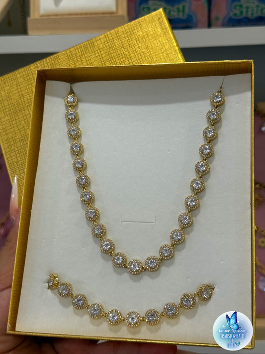 Conjunto Luz de Fada ✨ (colar + pulseira) em dourado
