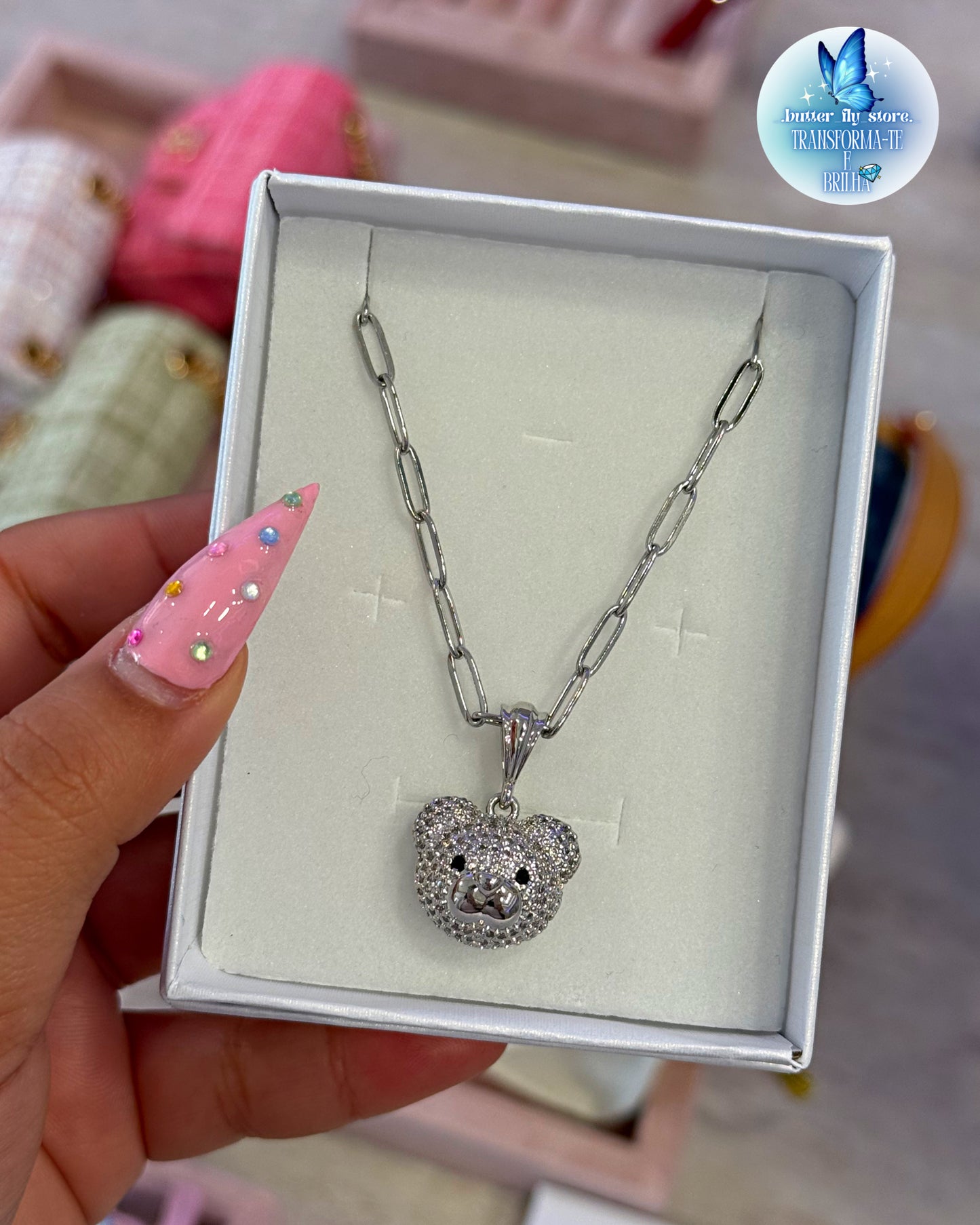 Colar Ursinho Prateado ✨🐻