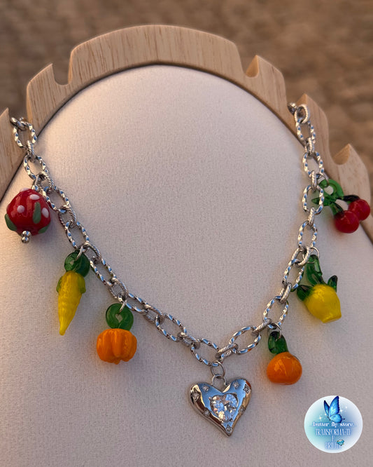 Charm Necklace Frutas do Amor
em Prateado 🍊🍋🍓