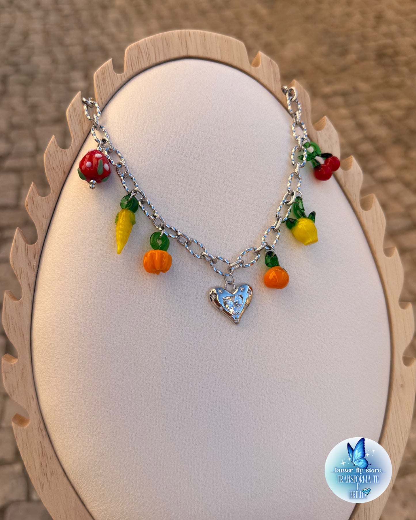 Charm Necklace Frutas do Amor
em Prateado 🍊🍋🍓