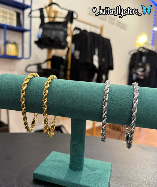 Pulseira Rope Dourado/Prateado em aço inoxidável