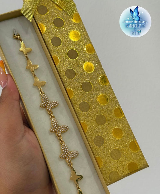 🦋 Pulseira Asas de Pérolas✨