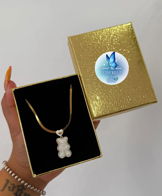 Colar Urso Gummy Dourado🤍🐻✨