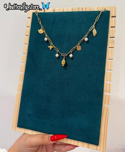 ✨Charm Necklace Oceano de Pérolas ✨em dourado