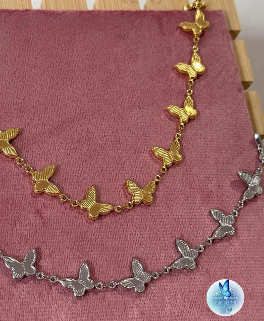 Colar Asas de Primavera🦋 em dourado e prateado