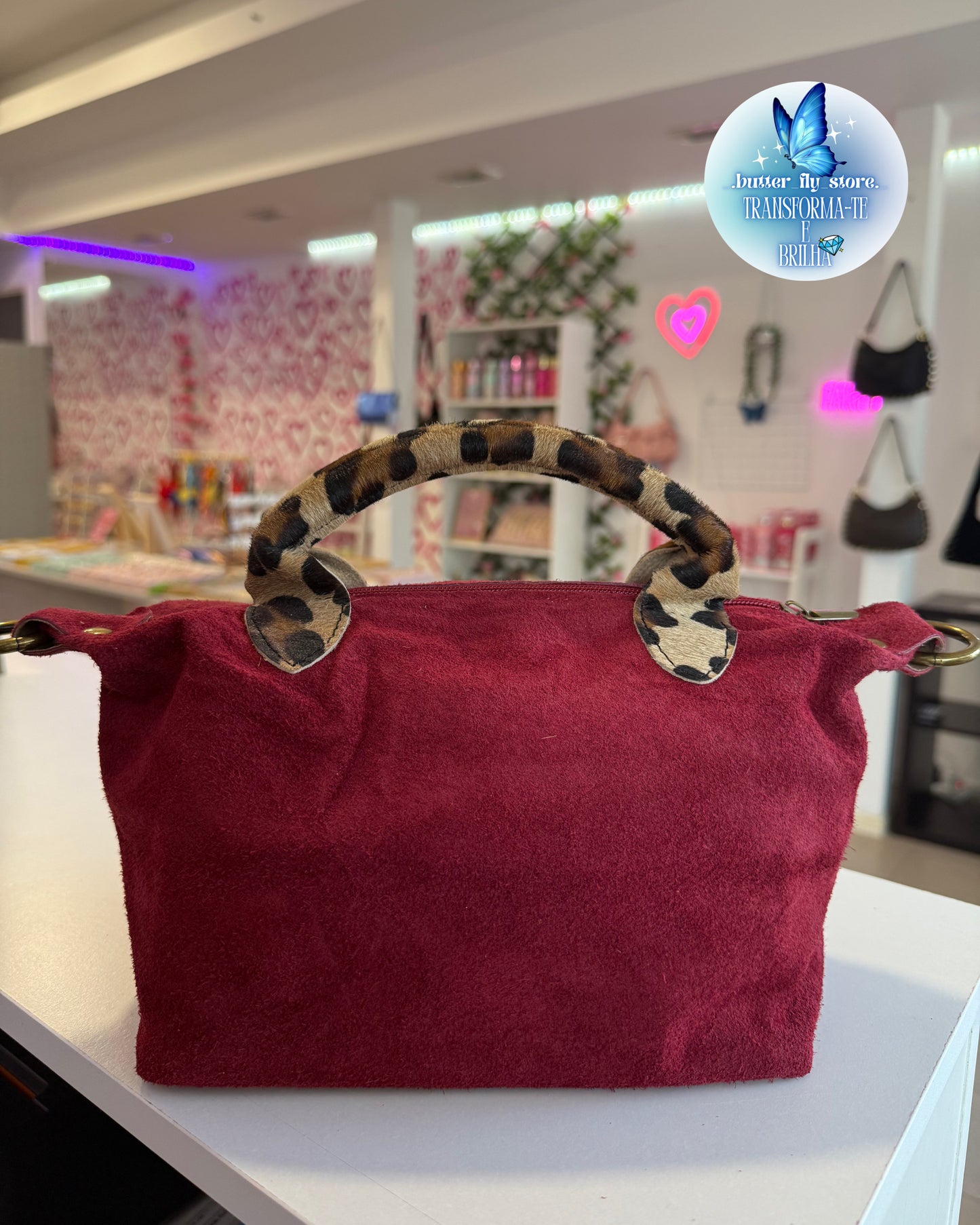 Mini Glam Bordô em pele✨