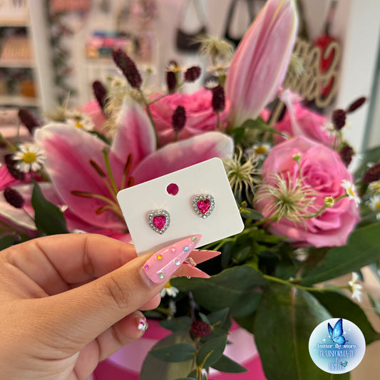 Brincos Coração de Cristal💖