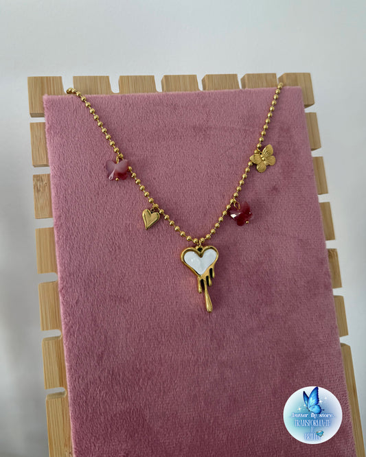 Charm Necklace Coração de Mel🩷🍯 Em Dourado