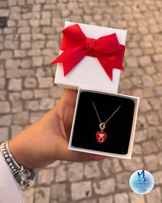 Colar Fall in Love🧸❤️em vermelho