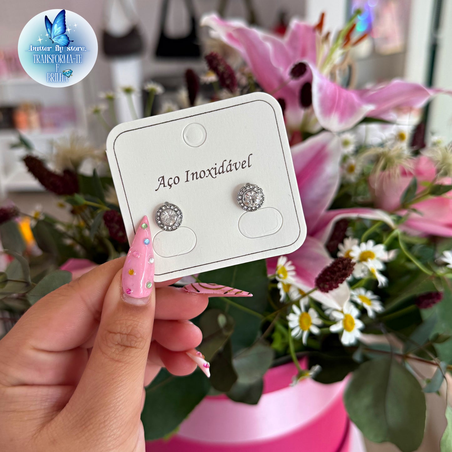 Brincos Luz de Fada em prateado🎀