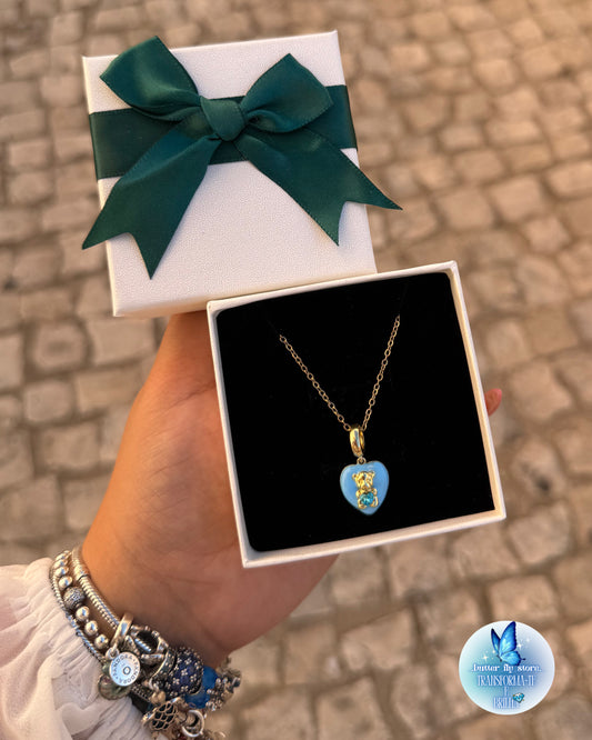 Colar Fall in Love🧸🩵em azul