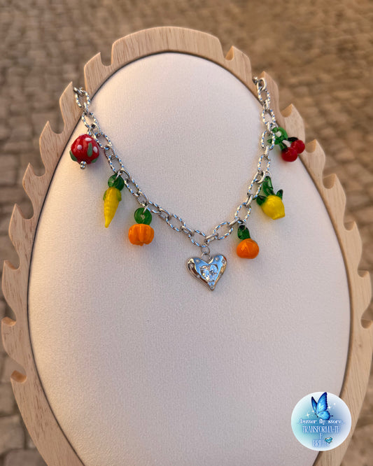 Charm Necklace Frutas do Amor
em Prateado 🍊🍋🍓