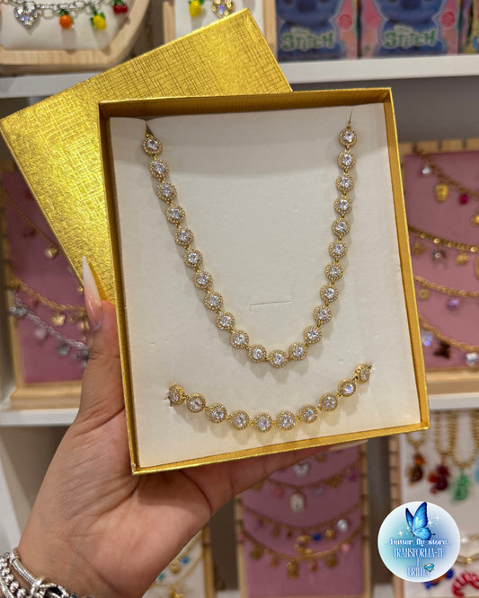 Conjunto Luz de Fada ✨ (colar + pulseira) em dourado