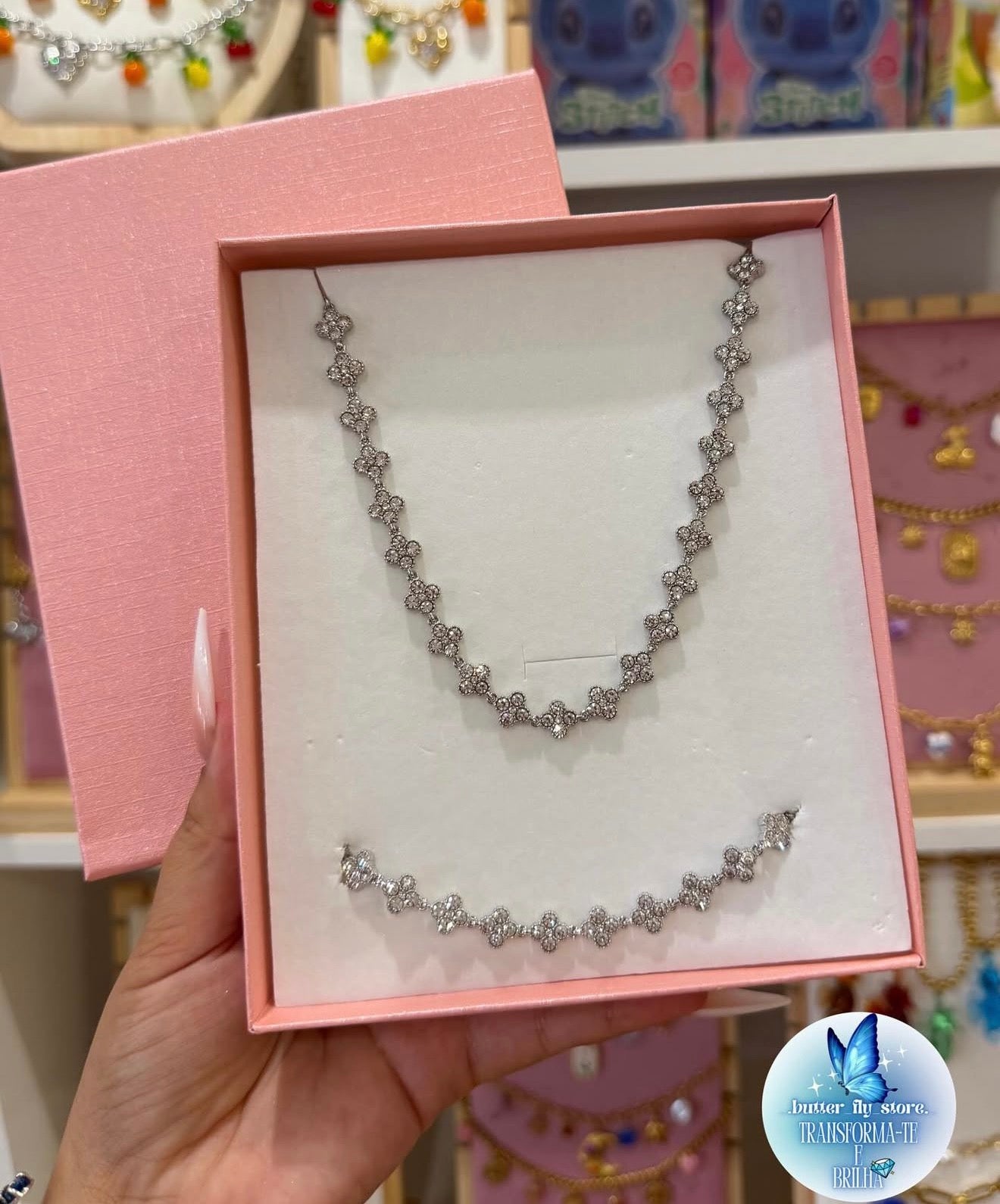 Conjunto Aurya 💫em prateado (colar + pulseira)