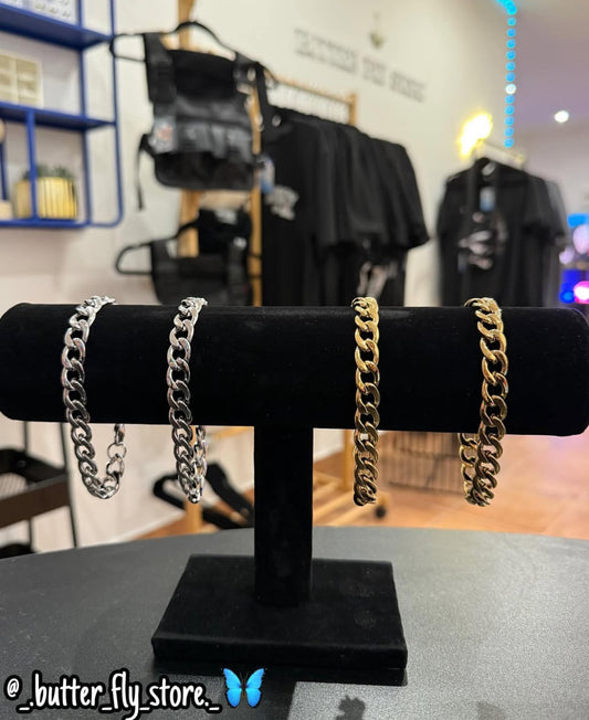 Pulseira Cuban Masculina em Aço Inoxidável Dourada