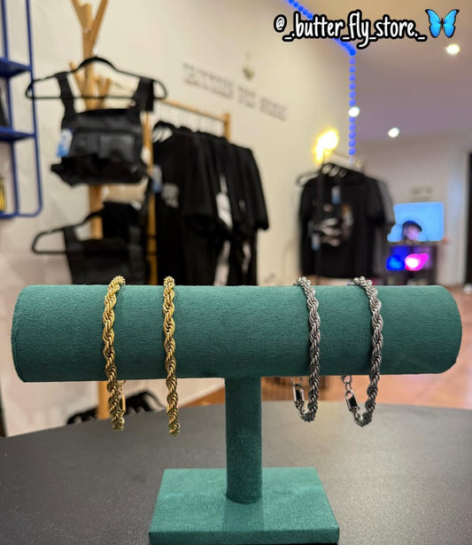 Pulseira Rope Dourado/Prateado em aço inoxidável