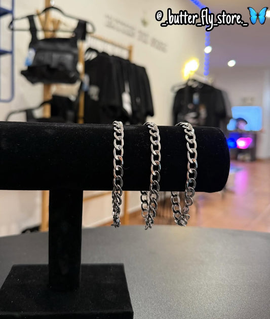 Pulseira Cuban Masculina em aço inoxidável prateada