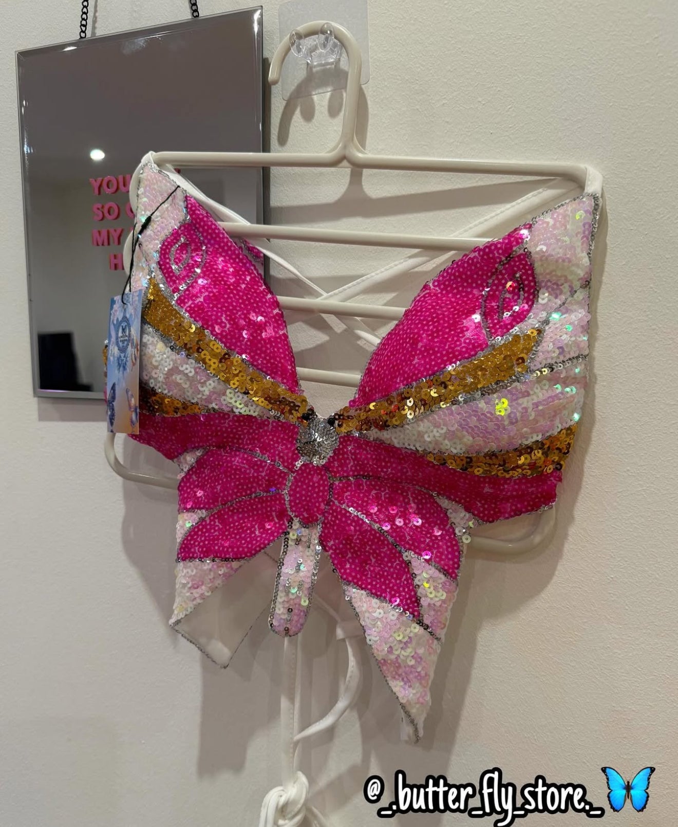 Top Asas De Cristal em rosa🦋