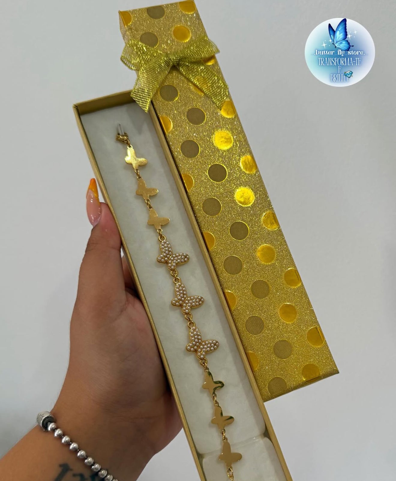 🦋 Pulseira Asas de Pérolas✨