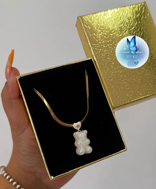 Colar Urso Gummy Dourado🤍🐻✨